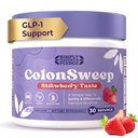 ColonSweep - Strawberry Flavored Probiotic Psyllium Husk Powder Colon Cleanser - 7.8 oz. Gluten Free Fiber Supplement Support for Gut Health - Colon Cleanse for Bloating Relief " Detox - 30 Servings