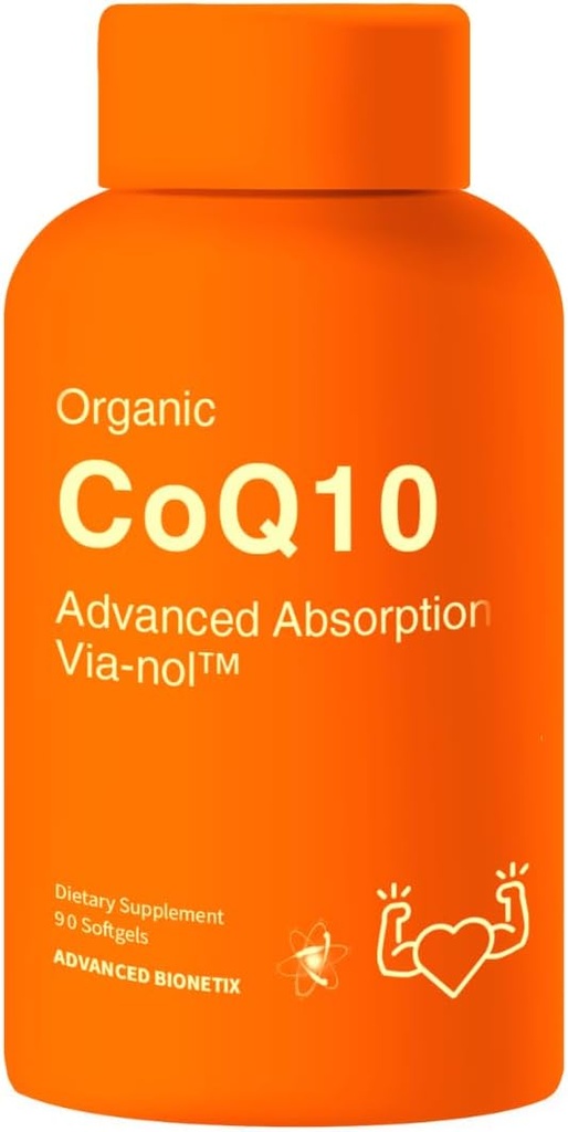 Absorción avanzada 200mg CoQ10 w/Black Pepper Extract. 90 Softgels. Suplemento Antioxidante, Corazón " Salud Vascular, Salud Cerebro, Orgánica, Sin gluten, Producción de Energía