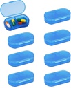 8PCS Pill Case Organizer Pocket Small Pill Holder, Daily AM &amp; PM contenedores, Medicine Holder, Ideal para Medicación, Vitamina, Suplemento, Perfecto para Viajar, Ideal para el Purse (Blue)
