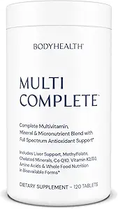 BodyHealth Multi Complete (120 Ct) Daily Multivitamin for Men and Women with Whole Foods, Minerals, Antioxidants, Organic Green Food Concentrates, and Liver Detox Extracts, Vegan and Non GMO