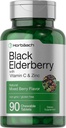 Horbaach Black Elderberry con Vitamina C y Zinc TENIDO 90 Tablets Chewable TEN Mixed Berry Flavor ← Immune Support Complex TEN Vegetarian, Non-GMO, and Gluten Free Supplement