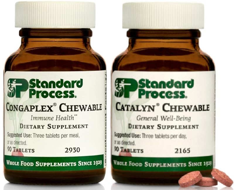 Standard Process Children's Wellness Chewable Bundle - Congaplex & Catalyn Supplement Kit - Immune & Cell Function Support Suplementos - Suplementos nutricionales para la salud general
