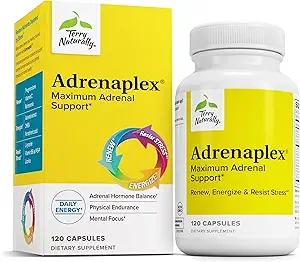 Terry Naturalmente Adrenaplex - Complemento de Función Adrenal de Groenlandia - Soporte Glandular con Vitaminas C &amp; B6 - Suplemento dietético de apoyo Función Adrenal saludable - 120 cápsulas