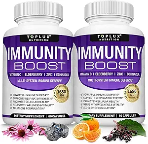 10 en 1 Inmunity Boost Immune Support Suplemento â €“ 1650mg Hecho con Elderberry, Vitamina C, Zinc, Echinacea " Probiotics for Immune System Booster, Support Healthy Respiratory System, 2x 60 cápsulas