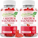Calcio Magnesio Zinc Gummies con Alta Absorción Magnesio 300mg, Suplemento Calcio con D3 para Bone, Muscles &amp; Immune Soporte para Adultos Infantiles, Sabor de Fresa, 120 Conde