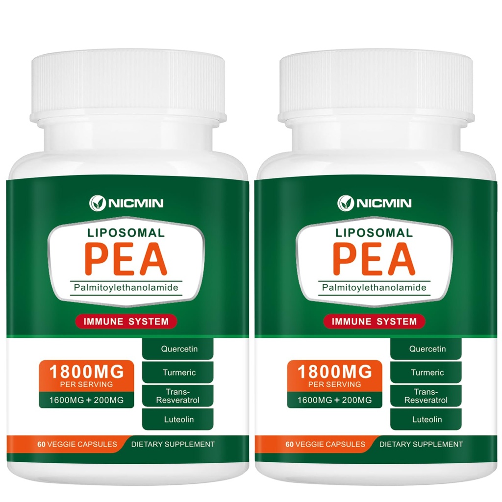1600MG Palmitoylethanolamide 99% con Luteolin " Quercetin, alta absorción, suplemento de la pipa 120 cápsulas