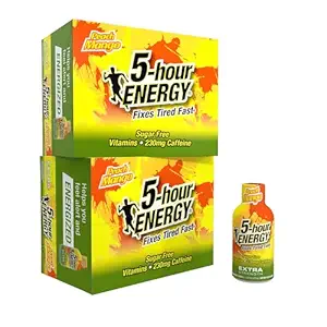 5 horas ENERGY Extra Strength Energy Shot, Peach Mango Flavor (1.93 oz. - 24 Conde) Zero Calories &amp; Sugar-Free 230 mg Calodinado, Aminoácidos &amp; B Vitaminas, Suplementos dietéticos