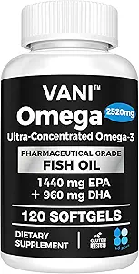 Farmacéutica Grado Omega 3 Fish Oil, KD-PÜR Premium Alemania Fish Oil Supplements 2520mg with EPA & DHA- Supports Brain, Heart & Immunity (120 Softgels)