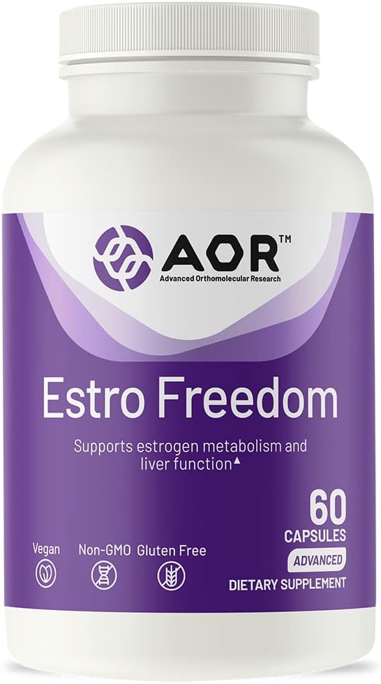 AOR, Libertad Estro, Vegan, Suplemento Natural para apoyar el equilibrio de estrógeno saludable y la menstruación saludable, regular, 60 cápsulas (30 servidos)