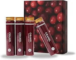 CRANEL UTI Support Cranberry Elixir, 4X Botellas (Monthly Supply) Clínicamente-Proven &amp; Antibiótico-libre, Empaquetado con 3.000 Cranberries Reales (Tart Taste) Vegan &amp; Non-GMO, Cero Añadido Sugar