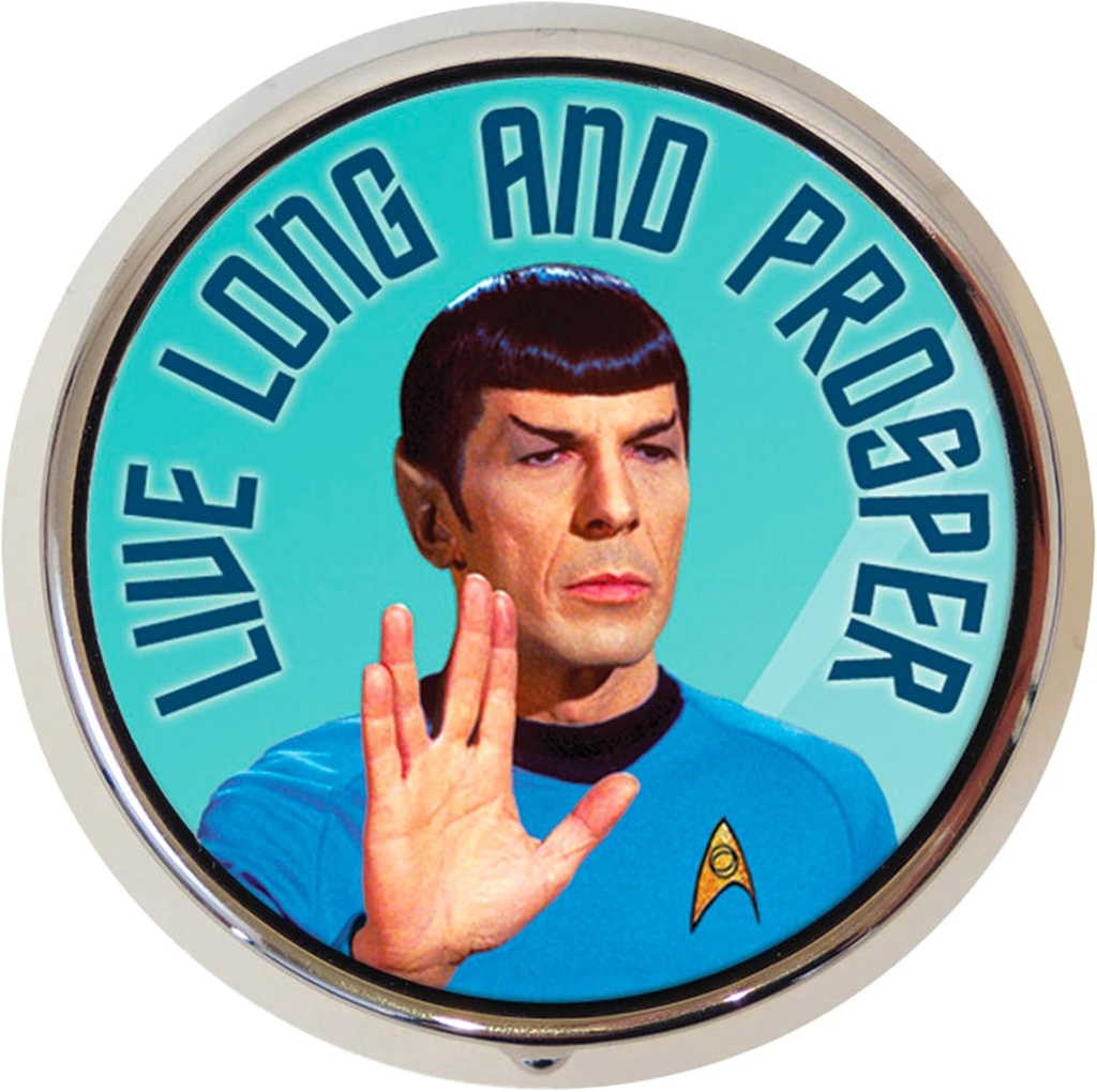 Original Star Trek Spock Leonard Nimoy Pill Box - Compacto 1 o 2 Caso de Medicina de Compartimiento