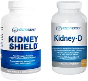 Kidney Shield Support Omega 3 Kidney Cleanse Kidney-D Suplemento Vitamina D Bundle