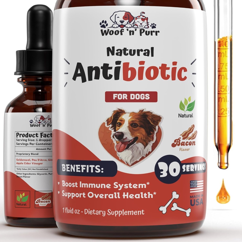 Antibióticos para perros para la infección, tos, UTIs, alergias, picazón tóxico antibióticos naturales para perros para apoyar la piel, la carne, la digestión tóxica para todas las edades de las razas
