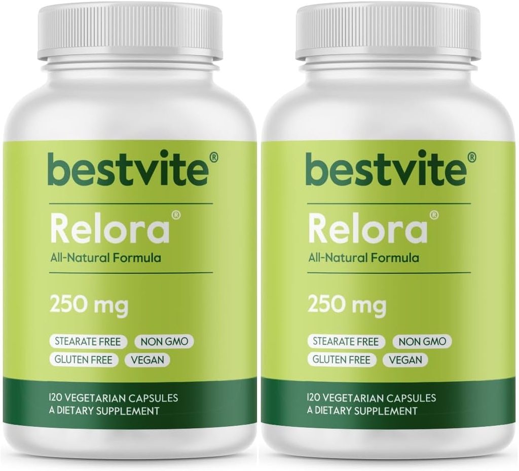 BESTVITE Filler-Free Relora 250mg (240 cápsulas vegetarianas) (120 x 2) – Investigación clínica – No Stearates – Vegan – No Fillers – apoya la gestión de la tensión ocasional*