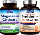 Innato Vitality Magnesium Glycinate &amp; Probiotics 120 Billion Bundle, Non-GMO, No Gluten Dairy Soy & Vegan, Magnesium (120 Caps) & Probiotic (30 Caps)