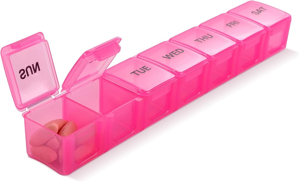 Pink XL Organizador extra grande semanal y diario de píldoras/Vitamin/Fish Oil/Supplements (Pink)