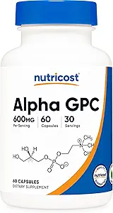 Nutricost Alpha GPC 600mg, 60 cápsulas vegetarianas - No GMO y Gluten Gratis, 300mg por cápsula