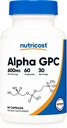 Nutricost Alpha GPC 600mg, 60 cápsulas vegetarianas - No GMO y Gluten Gratis, 300mg por cápsula
