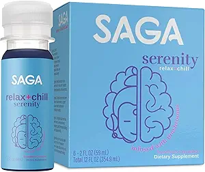 SAGA Serenity Orgánica Relajación Zapatos con Kava, Lion’s Mane & Reishi tóxica de acción rápida " Adaptogen Bebida para la calma, Stress Relief " Mood Support ← Vegan, Travel Size TEN Strawberry Cucumber
