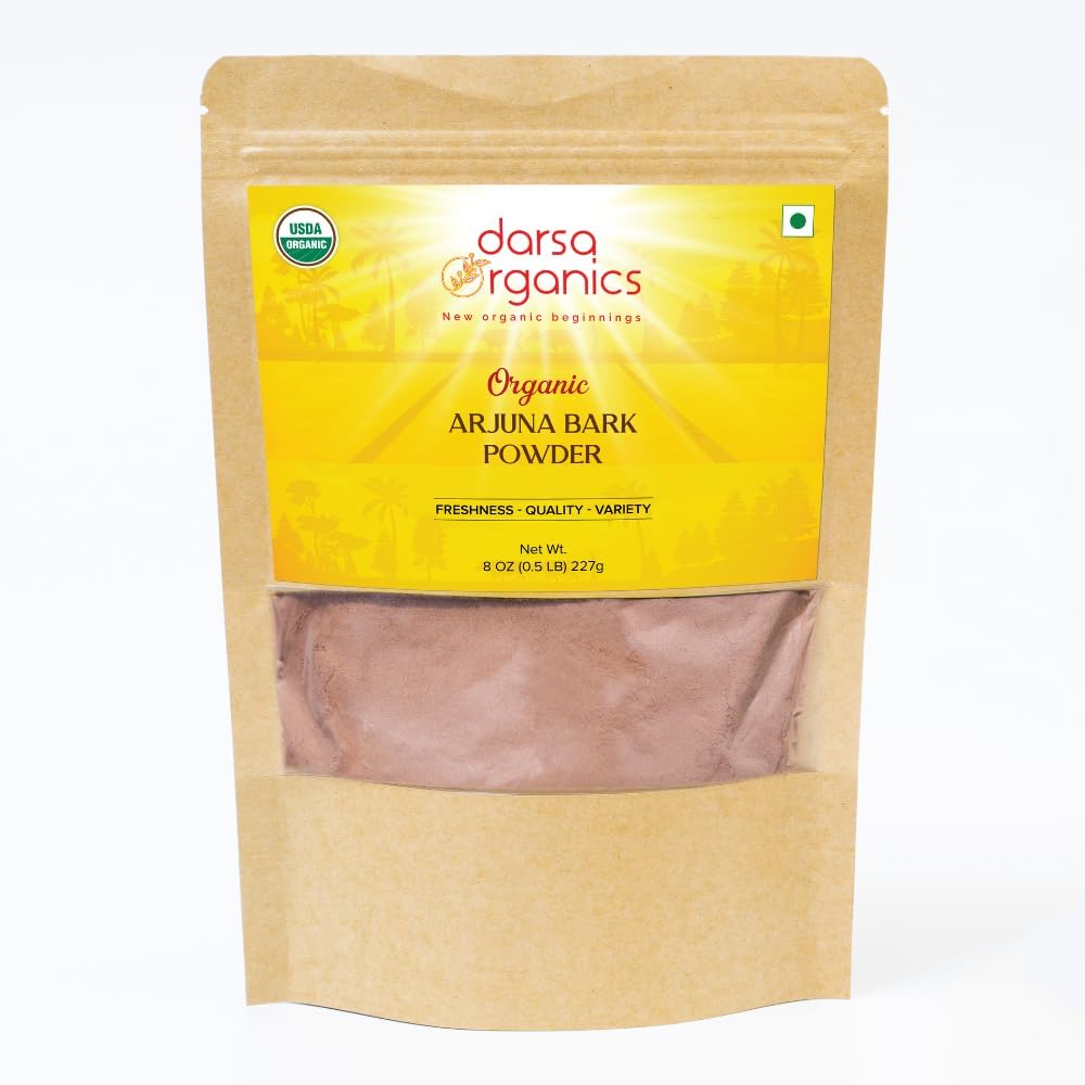 Arjuna Powder, 8 oz - USDA Organic Terminalia Arjuna for Cardiovascular Support, Heart Health and Blood Pressure Maintenance, Arjuna Bark Powder, Non-GMO, Gluten-Free, Kosher