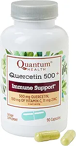 Quantum Health Quercetin+ 500mg Powerful Immune Support Supplement with Zinc 11 mg & Vitamin C 100 mg - Seasonal Immunity Boost, Respiratory Health & Gut Support Complex for Women & Men - 90 Capsules