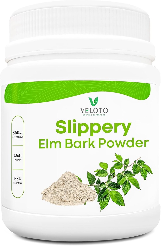 Slippery Elm Bark Powder, Slippery Elm Inner Bark Powder, Natural Herbal Supplement for Soothing Throat & Digestive Health, Gluten-Free, Non-GMO, Vegan-Friendly, 1 lb (534 Servings)