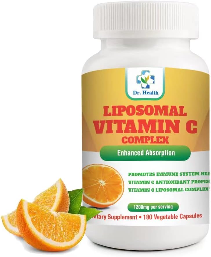 Vitamina Liposomal C 1200mg por porción 180 cápsulas vegetales por botella Absorción alta Vitamina C Suplementos de píldoras Vita soluble grasa C Potencial Antioxidante con sistema inmunológico Soporte hecho en EE.UU.