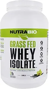NutraBio Grass Fed Whey Isolate Protein Powder - 25G de Protein Por Scoop - Sugar Free Natural Lean Muscle Protein Suplemento - Vainilla - 2 libras, 29 Servimientos