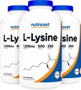 Nutricost L-Lysine 500mg (servicio de 1000mg), 500 cápsulas (3 botellas)