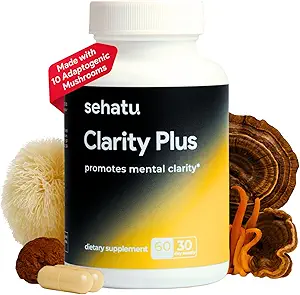 Clarity Plus Cognitive Wellness Suplemento ← Empaquetado con 10 potentes mushrooms adaptogénicos ← Clear Brain Fog and Support Mental Clarity tención 60 Cuenta ← 30 Day Supply