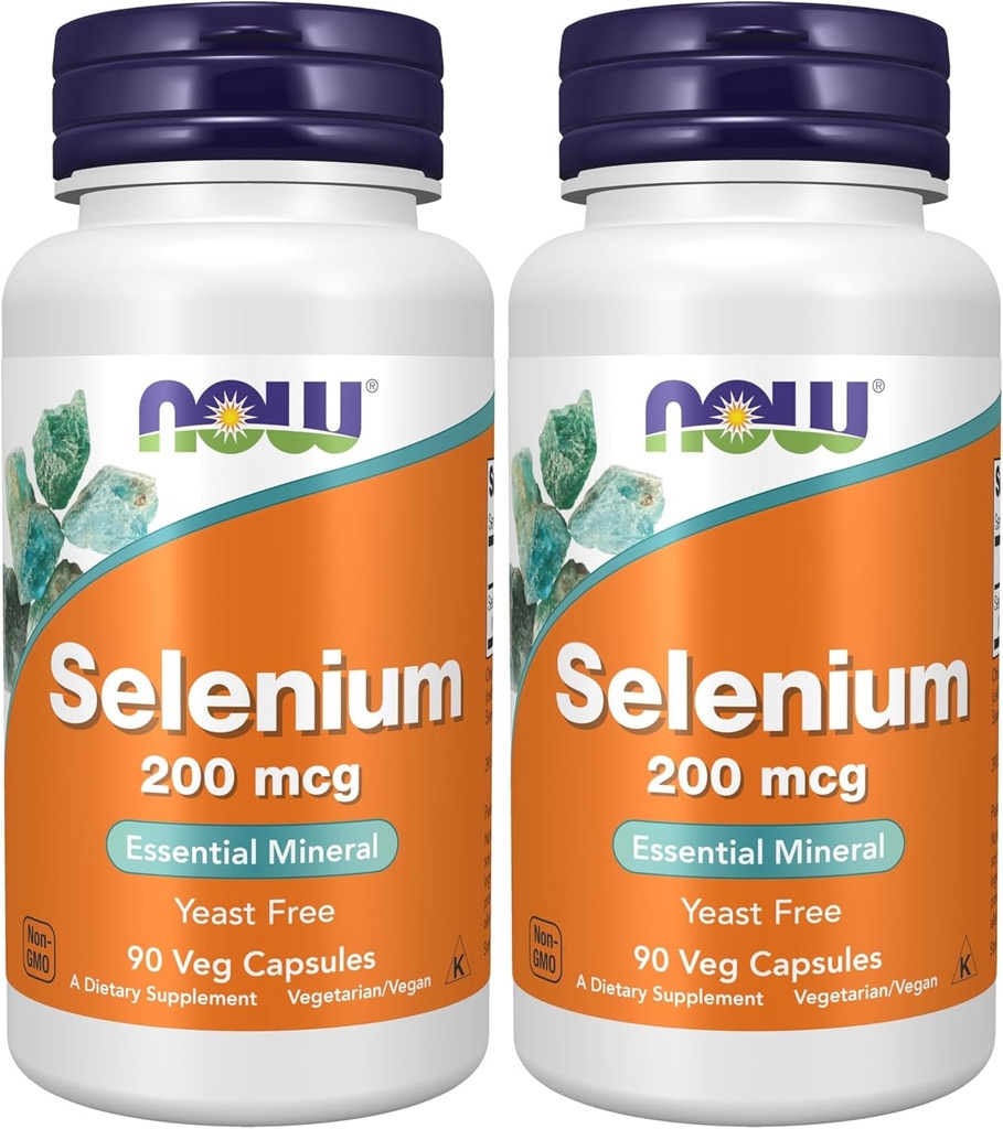 AHORA Suplementos, Selenium (L-Selenomethionine) 200 mcg, Minerales Esenciales*, 90 cápsulas de Veg (Pack of 2)