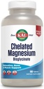 KAL Chelated Magnesium Bisglycinate, Magnesium Supplement for Relaxation, Bone Health, Nerve &amp; Muscle Function Support*, High Absorption, Gentle Digestion, Vegan, Gluten Free, 60 Servings, 180 Tablets