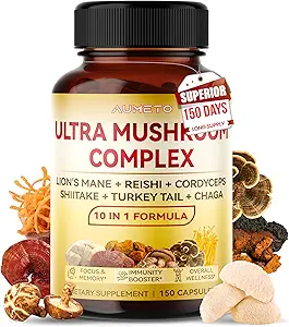 Complejo Ultra Mushroom 10 en 1 Fórmula - con Mane Reishi Cordyceps de León Shiitake Turquía Tail Chaga (150 Conde (Pack of 1))