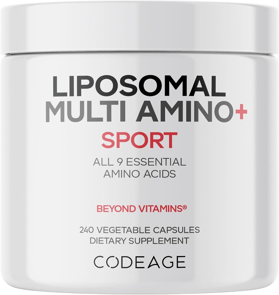Codeage Multi Amino+ BCAA &amp; EAA Supplement, All 9 Essential Amino Acids, Free-Form Branched-Chain Amino Acid Pills, Sport Supplement, Pre &amp; Post Workout, Liposomal Delivery, Vegan, 240 Capsules