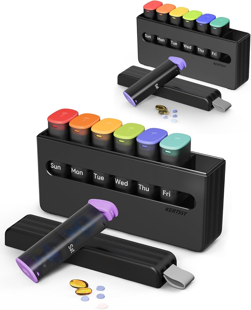 Organizador semanal de píldoras 2 veces al día - Am Pm Pill Box 7 Día, Gran caja de píldoras para medicamentos diarios, vitaminas, aceites de pescado, suplementos Portable Week Pill Holder Container.