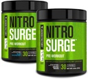 Fábrica de Jacked NITROSURGE Pre Workout Suplemento for Energy, Instant Strength Gains, Clear Focus, " Bombas intensas (Blue Raspberry, 30 Servings " Arctic White, 30 Servings)