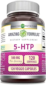Fórmulas increíbles 5-HTP (Hydroxytryptophan) Suplemento TENIDO 100 Mg Por Serving Silencio Veggie Capsules ← Non-GMO TEN Gluten Free ← Made in USA (1 Pack, 120 Cuenta)