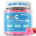 Nextdia NAC Gummies for Kids &amp; Adults, Chewable N-Acetyl Cysteine Supplement 600mg 1000mg w/Vitamin C, Zinc, Elderberry for Antioxidants & Immune Support, Lung &amp; Liver Health, Sugar Free, 120 Ct