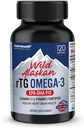 NANOWELL Wild Alaskan rTG Omega-3 Fish Oil 1196mg - EPA, DHA, Vitamina D3 &amp; E - 120 Softgels, 60 Day Supply