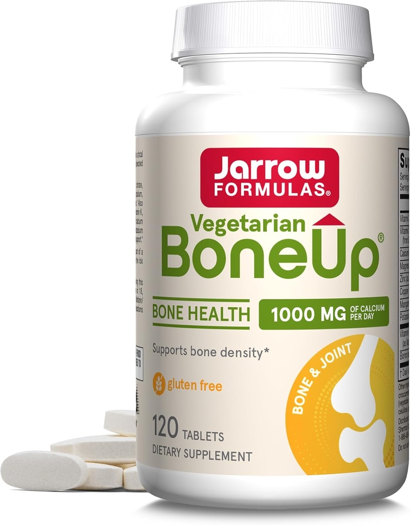 Jarrow Formulas BoneUp Vegetarian - 120 Tablets - Vegetarian/Vegan Suplemento de Bone Health Vegan -Friendly Sources of Vitamin D3, Vitamin K2 (como MK-7) & Calcium - 60 Servings