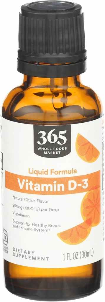 365 by Whole Foods Market, Vitamina D-3 Liquid Citrus Flavor 1000IU, 1 OZ
