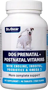 Vitaminas prenatales para perros. Las únicas 2in1 vitaminas prenatales " posnatales para perros con ácido fólico, Omega 3, Probióticos, Choline " Inositol, clave para la madre " cachorros, 90 tabletas