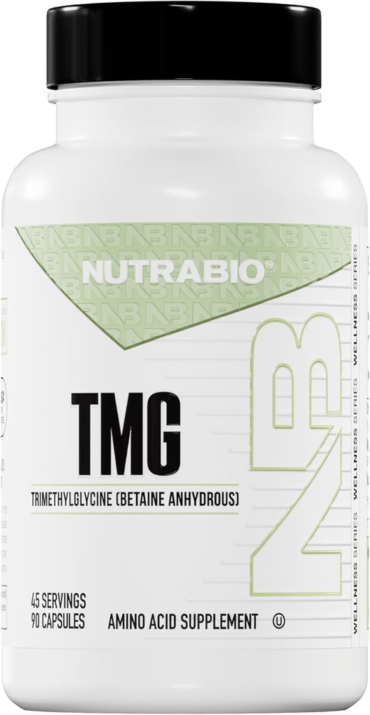 NutraBio TMG Suplementos (Betaine Anhydrous, Trimethylglycine), Homocysteine Suplementos, 500 mg -Pure Tmg Suplemento, TMG Capsules