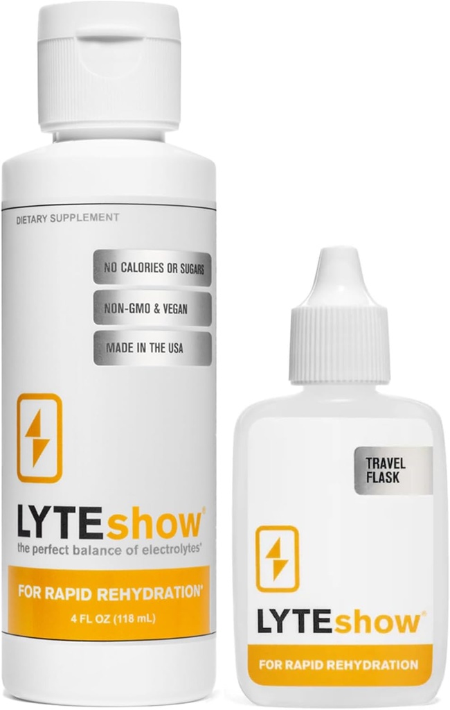 LyteShow - Electrolyte Drops for Rapid Rehydration + Digestion + Brain + Energy + Immunity TEN No Sugar ANTE Trace Minerals TEN Unflavored, Subtle Mineral Taste - 40 Servings (Magnesium, Potassium, Zinc)