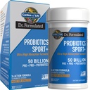 Garden of Life Dr Formulated Sport Probiotics Digestive Supplement, Organic Prebiotics for Women &amp; Men Athletes, Clinically Studied Turmeric Curcumin, 50 Billion CFU, Gut Health, Acidophilus, 30ct