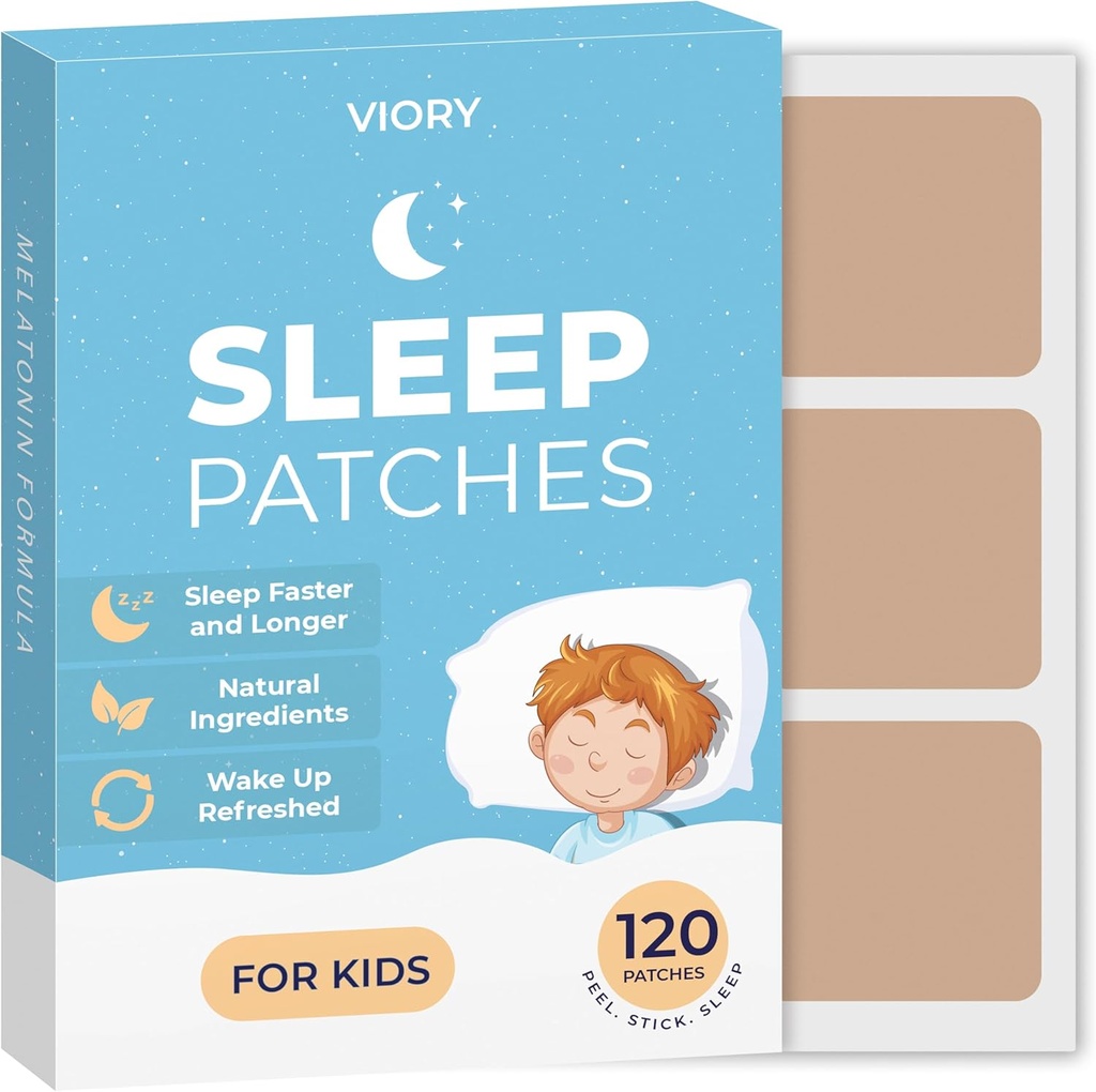 VIORY 120 Patches de sueño para niños fuerza extra - Actuación rápida, 100% ingredientes naturales, piel amigable &amp; fácil de aplicar Pegatinas de sueño para niños