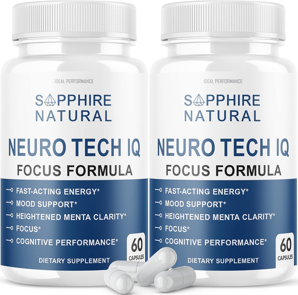(2 Pack) Neuro Tech IQ Brain Supplement Neurotech Iq Focus Pills (120 cápsulas)