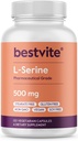 BESTVITE L-Serine 500mg (120 cápsulas vegetarianas) - No Stearates - Vegan - No GMO - Gluten Gratis