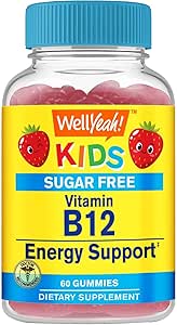 WellSí Kid's Vitamina B12 1000mcg Azúcar Gummies gratis ← Suplemento dietético Silencio para la energía y el metabolismo Apoyo ← Strawberry Flavor Silencio 60 Conde