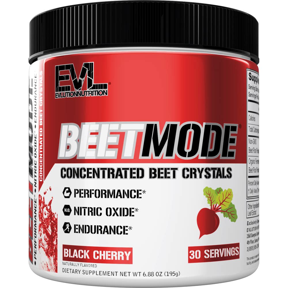 Evlution Nutrition BeetMode - Beet Root Powder - Nitric Oxide Booster - Black Cherry Flavor - Pre o Post-Workout Suplemento para Energía Mejorada & Performance - Vegan & Gluten Gratis - 30 Serviciones